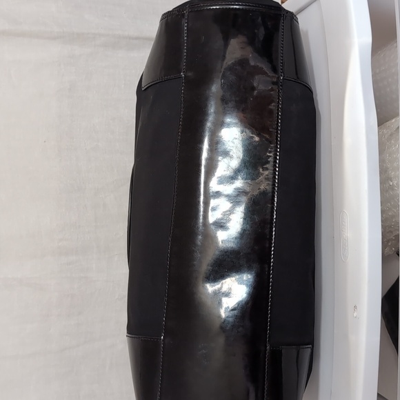 Tory Burch Ella Tote Black Nylon with Large Patent Leather Logo on Front - Picture 6 of 12